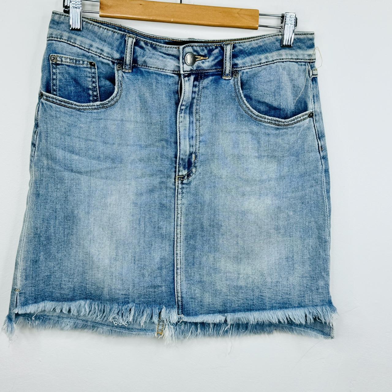 Decjuba Mini Denim Skirt Size 12 Blue Medium Wash... - Depop