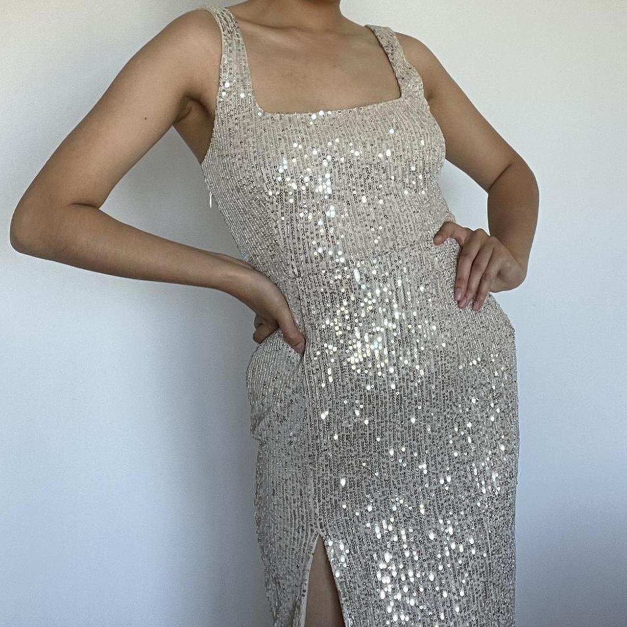 SEQUIN CREAM DRESS SIZE 8 #goingout #party... - Depop