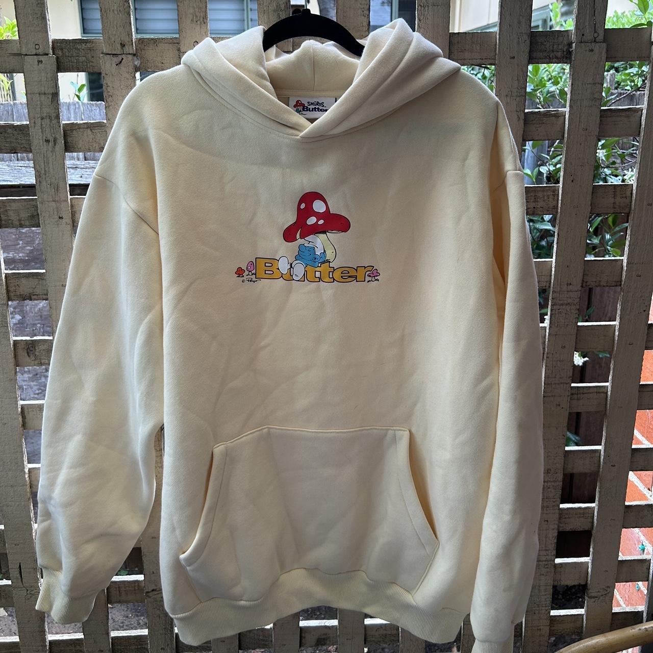 Butter goods x smurfs lazy logo hood cream Brand... Depop