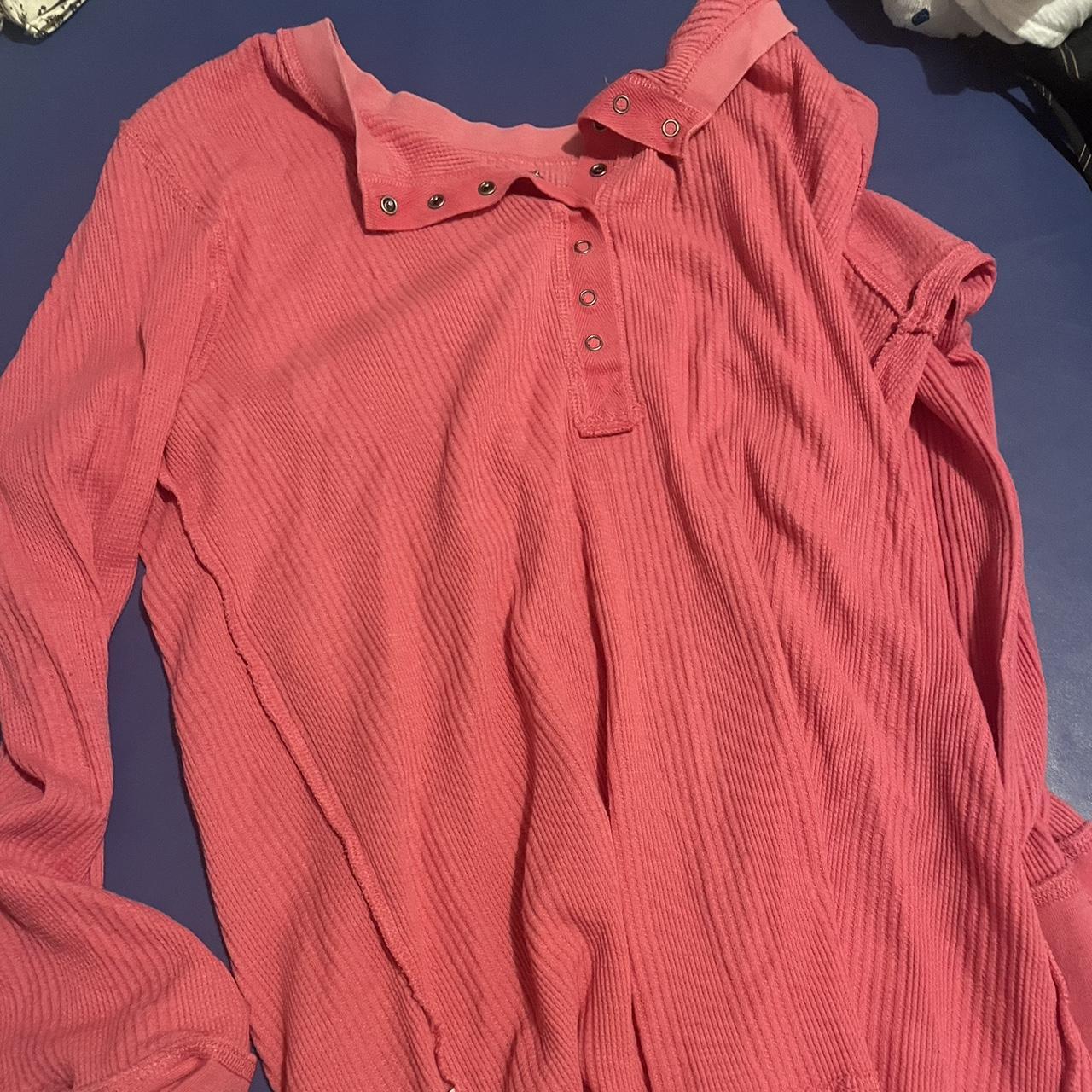 free people pink henley comfy - Depop