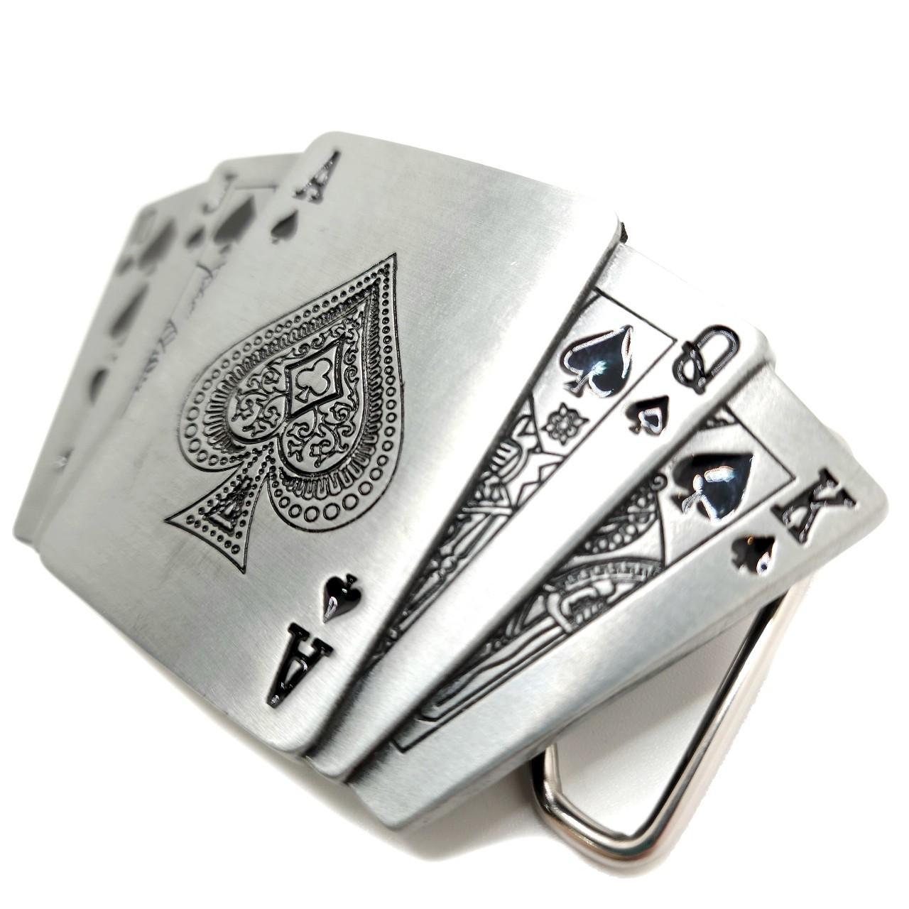 Poker Royal Flush Belt Buckle Lighter Holder WITH Ace of Spades LIGHTER