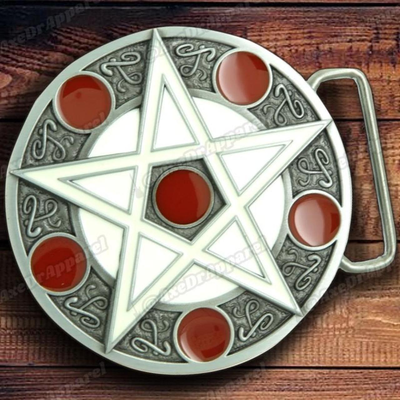 ☠ Pentogram 666 Belt Buckle / Punk Rocker Belt... - Depop