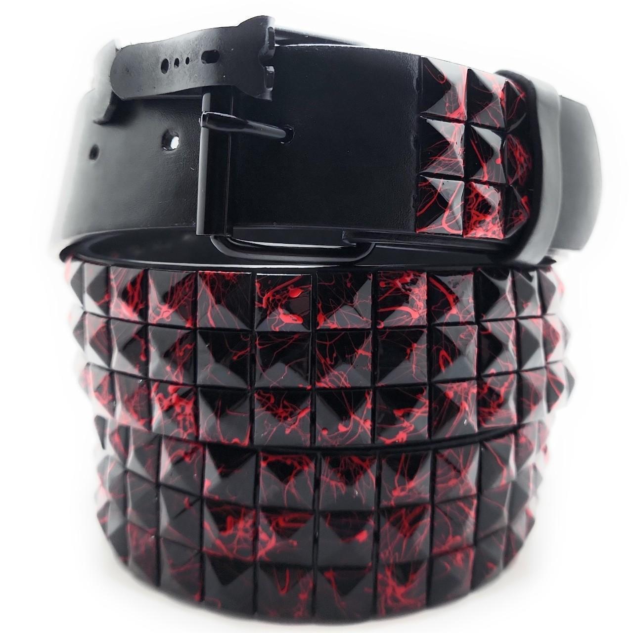 Deep Red Fire Black Checker Studded Belt ❤️‍🔥 Sizes Depop