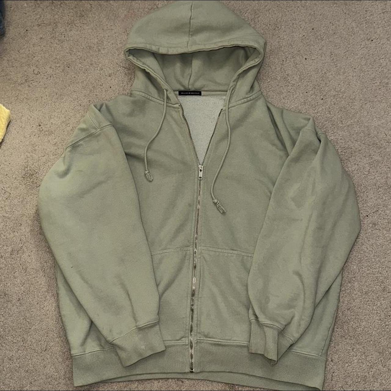Brandy Melville light green Christy Hoodie Zip up!... Depop