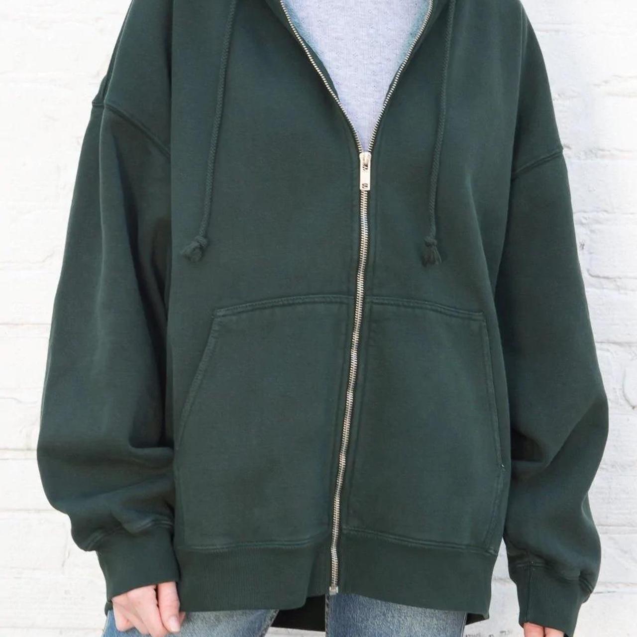dark green oversized brandy melville christy zip up... Depop