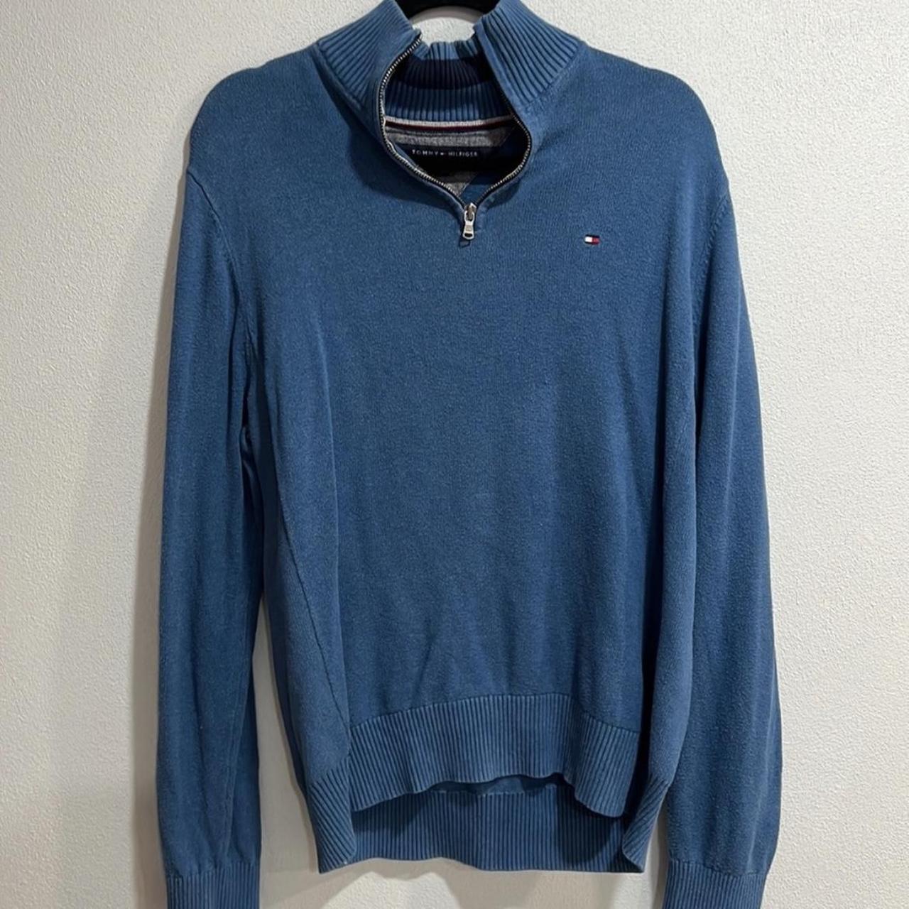 Vintage oversized Tommy Hilfiger sweater blue/navy - Depop