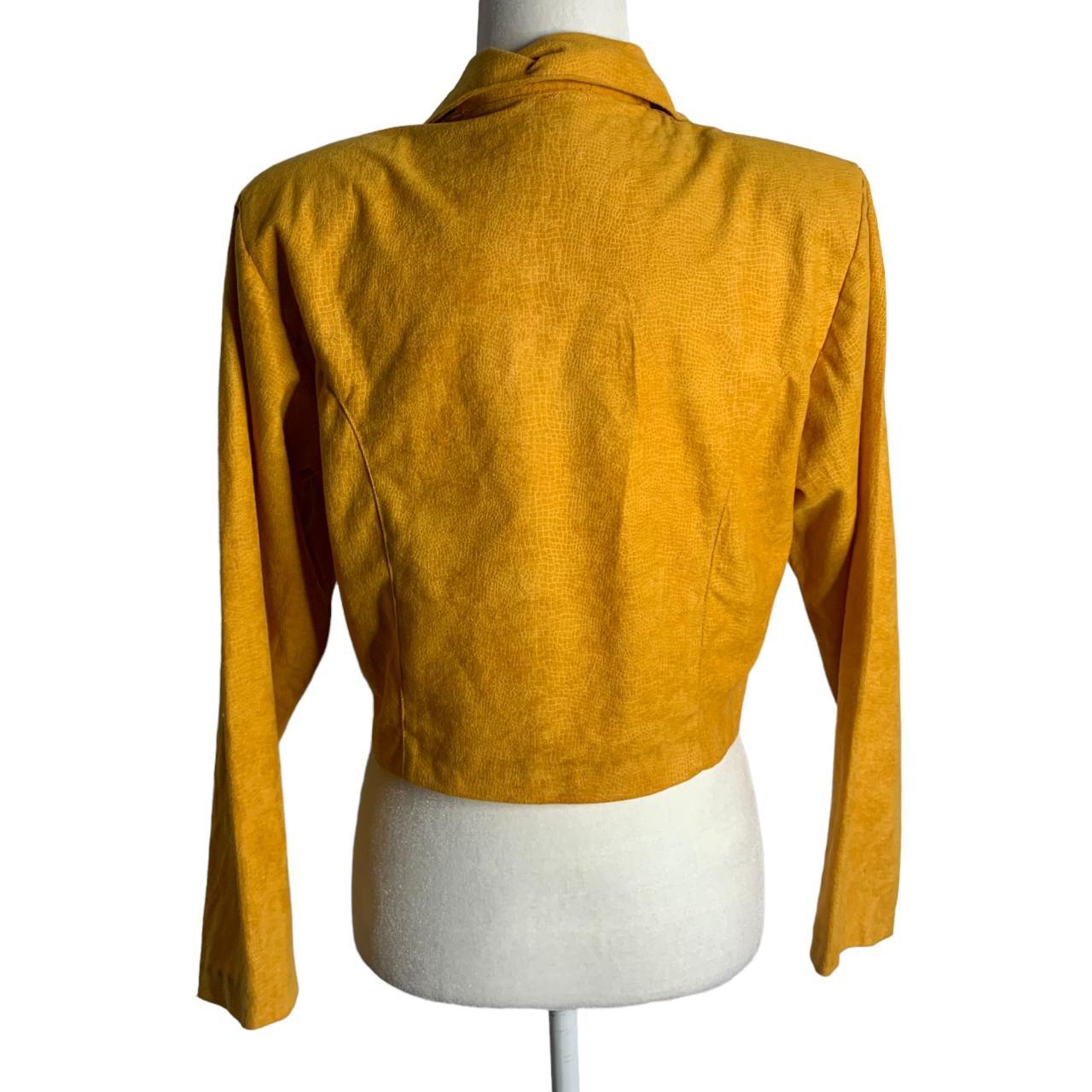 Vintage 90s Cropped Blazer Jacket S Yellow Double... - Depop