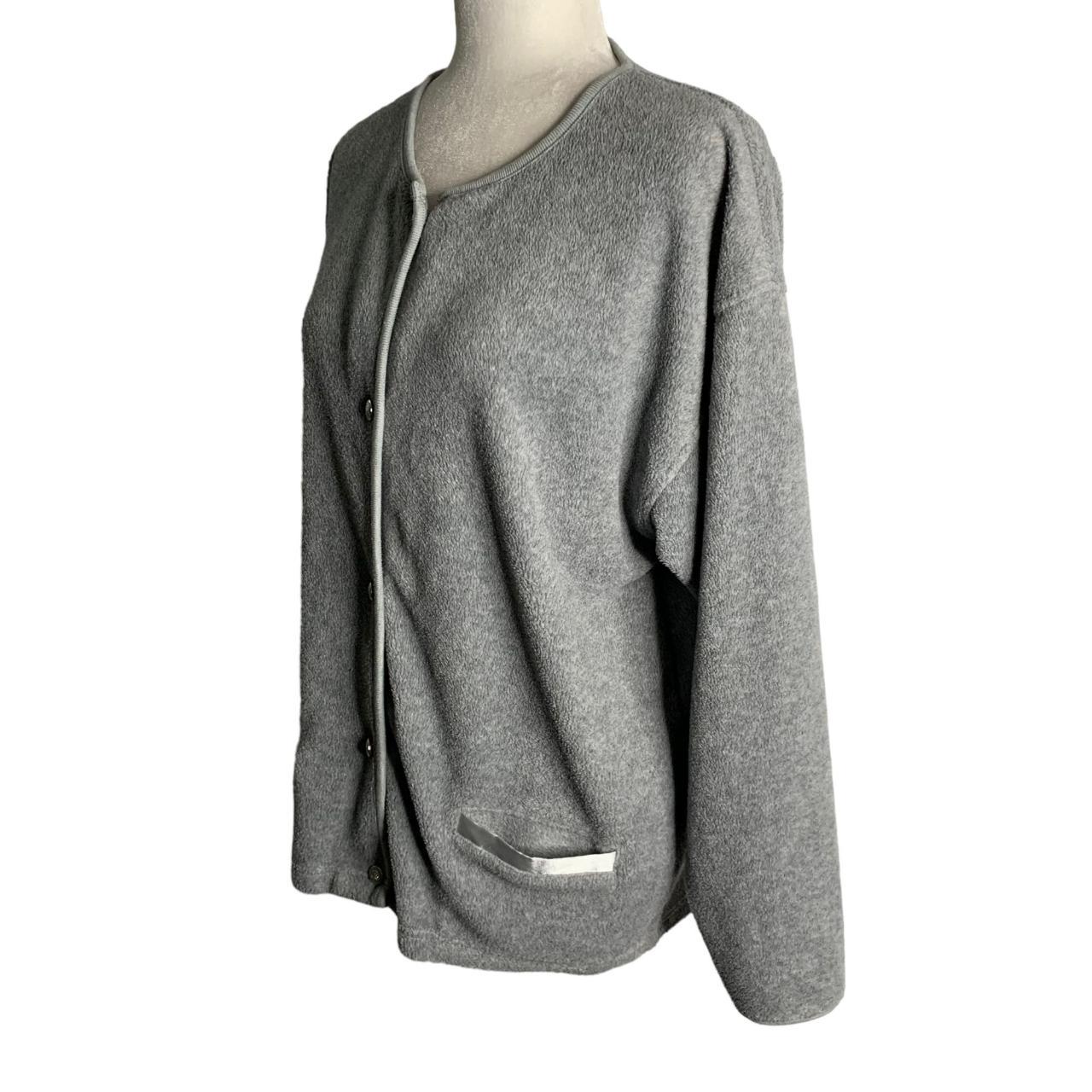 Vintage 90s Euro Joy Cardigan Sweater M Grey Fleece... - Depop