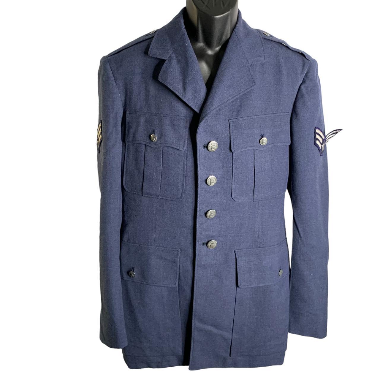 Vintage 50s US Air Force Wool Coat 40L Serge Blue... | Depop