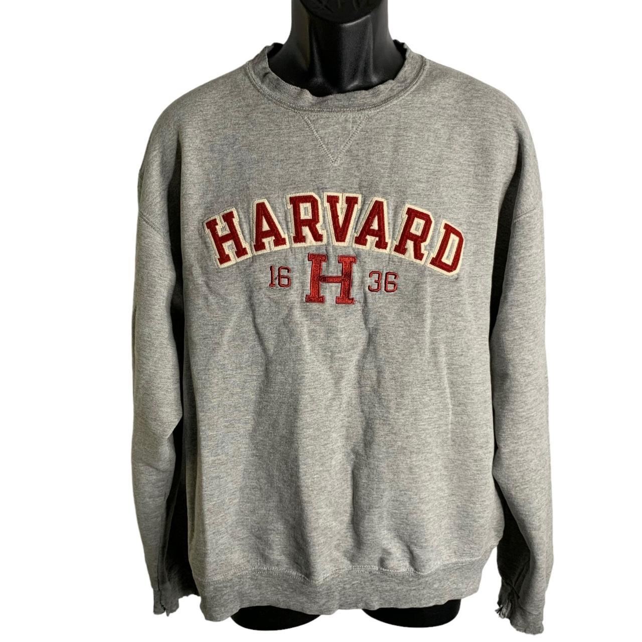 Vintage 90s Y2K Champion Harvard Sweatshirt L Grey... - Depop