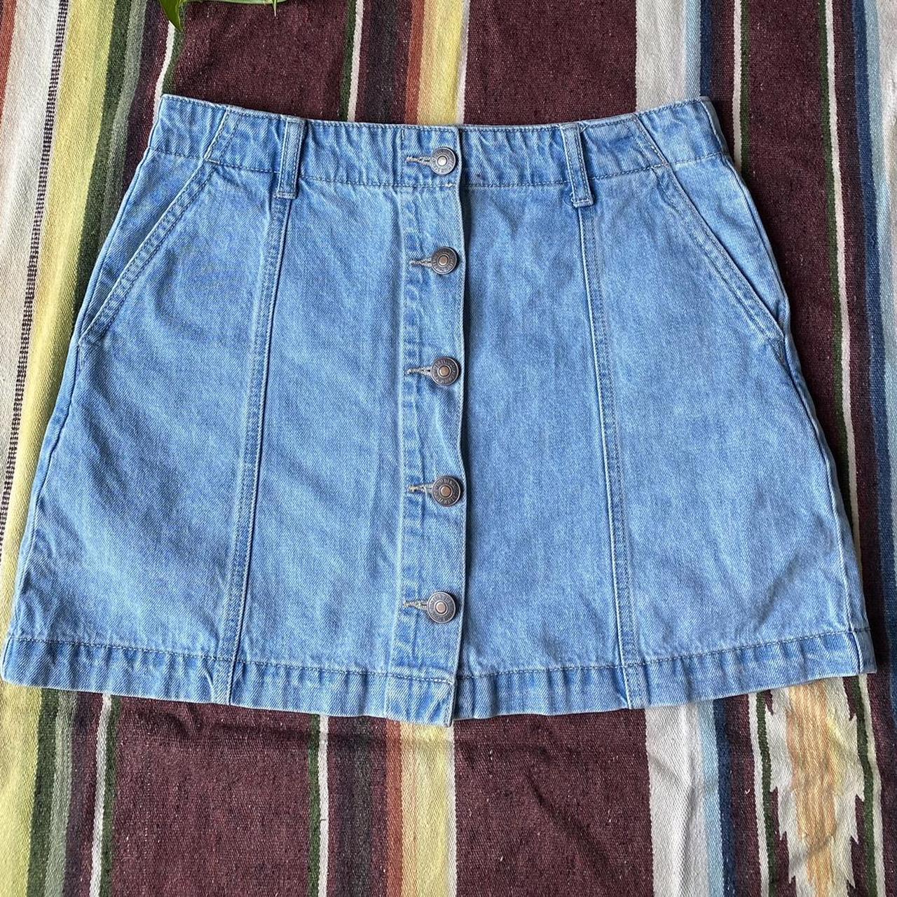 Forever 21 Jean Button Mini Skirt. In great... - Depop