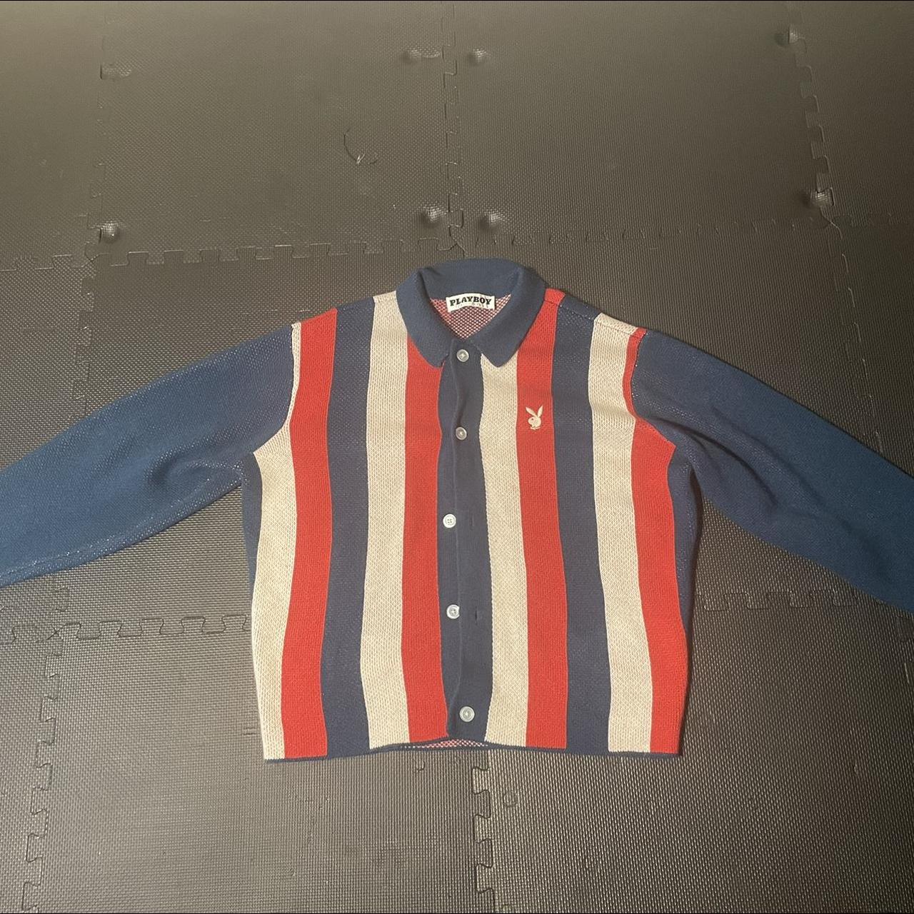 Playboy x Pacsun , Red White Blue striped cardigan, Large