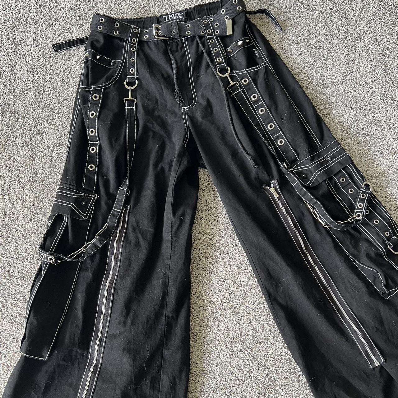 Tripp NYC rave pants Black and orange grommet 3D - Depop