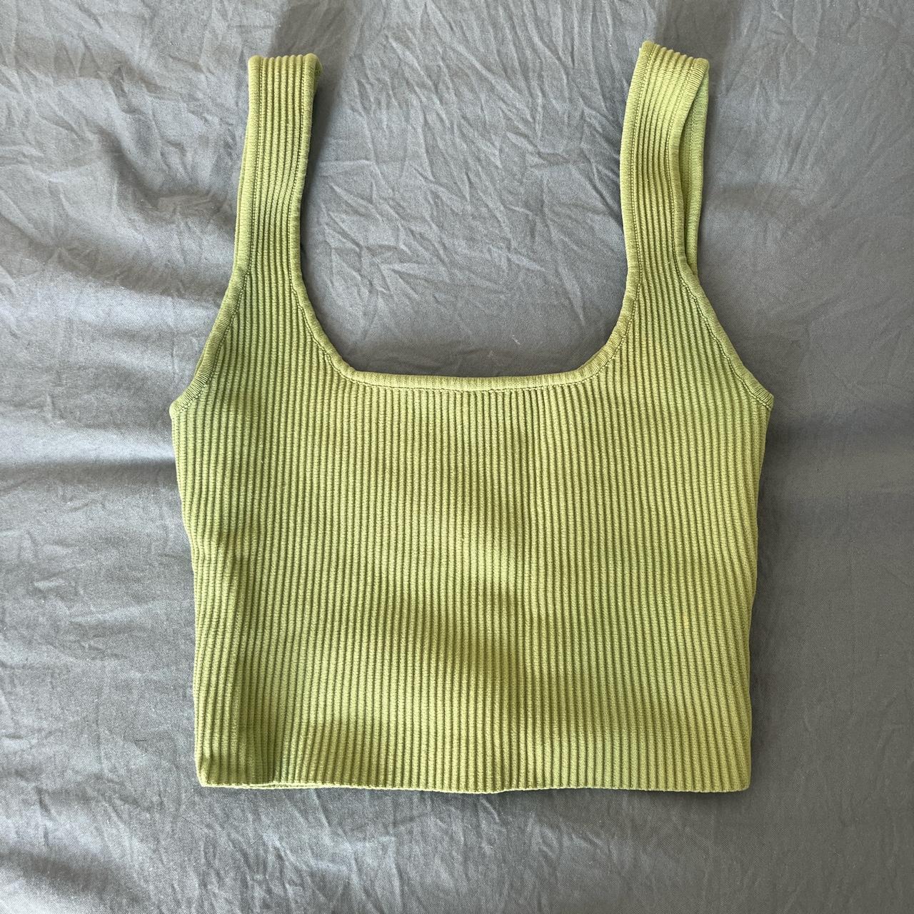 Glassons green square neck stretchy top - Depop