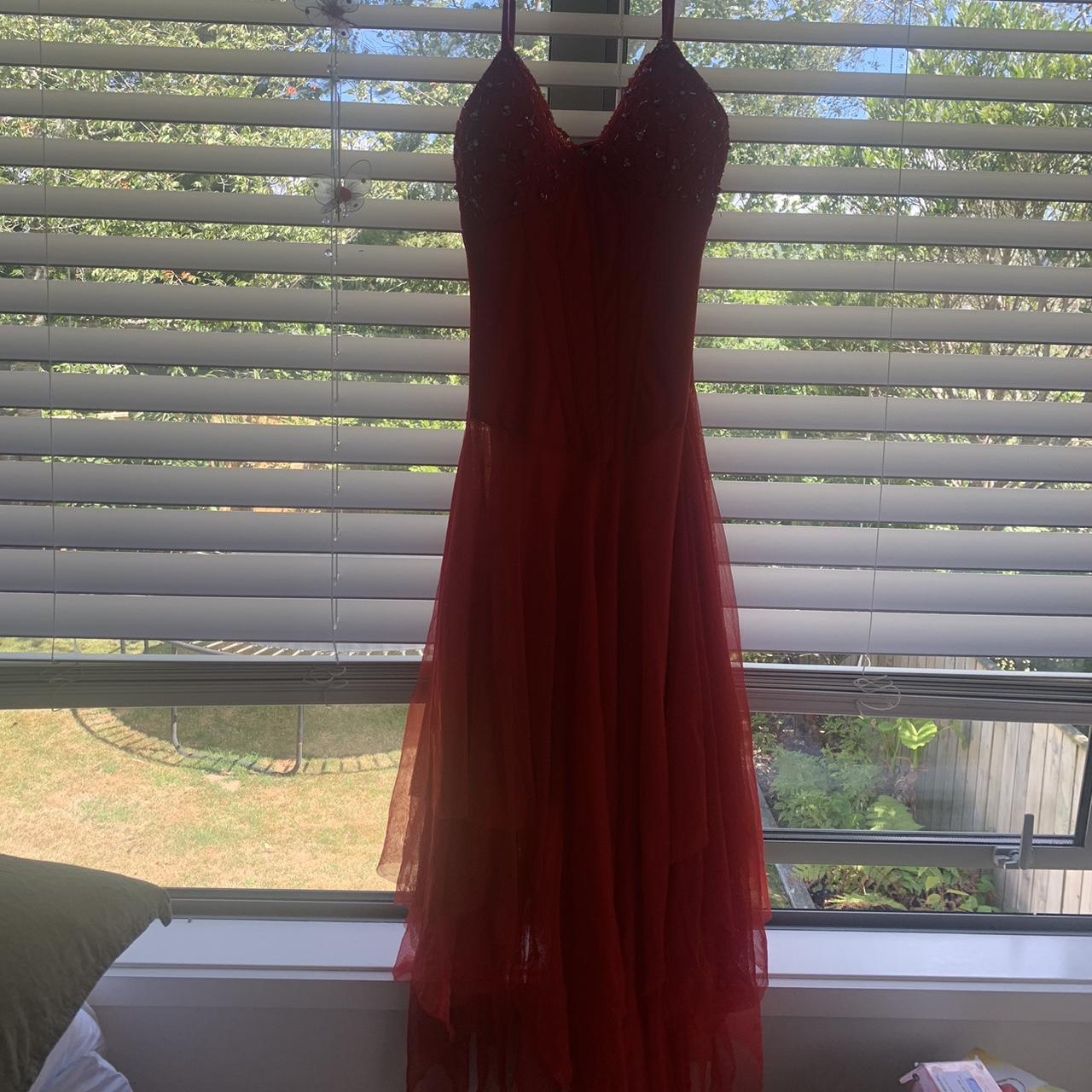 Pretty red formal dress! So so cute fits me as... - Depop