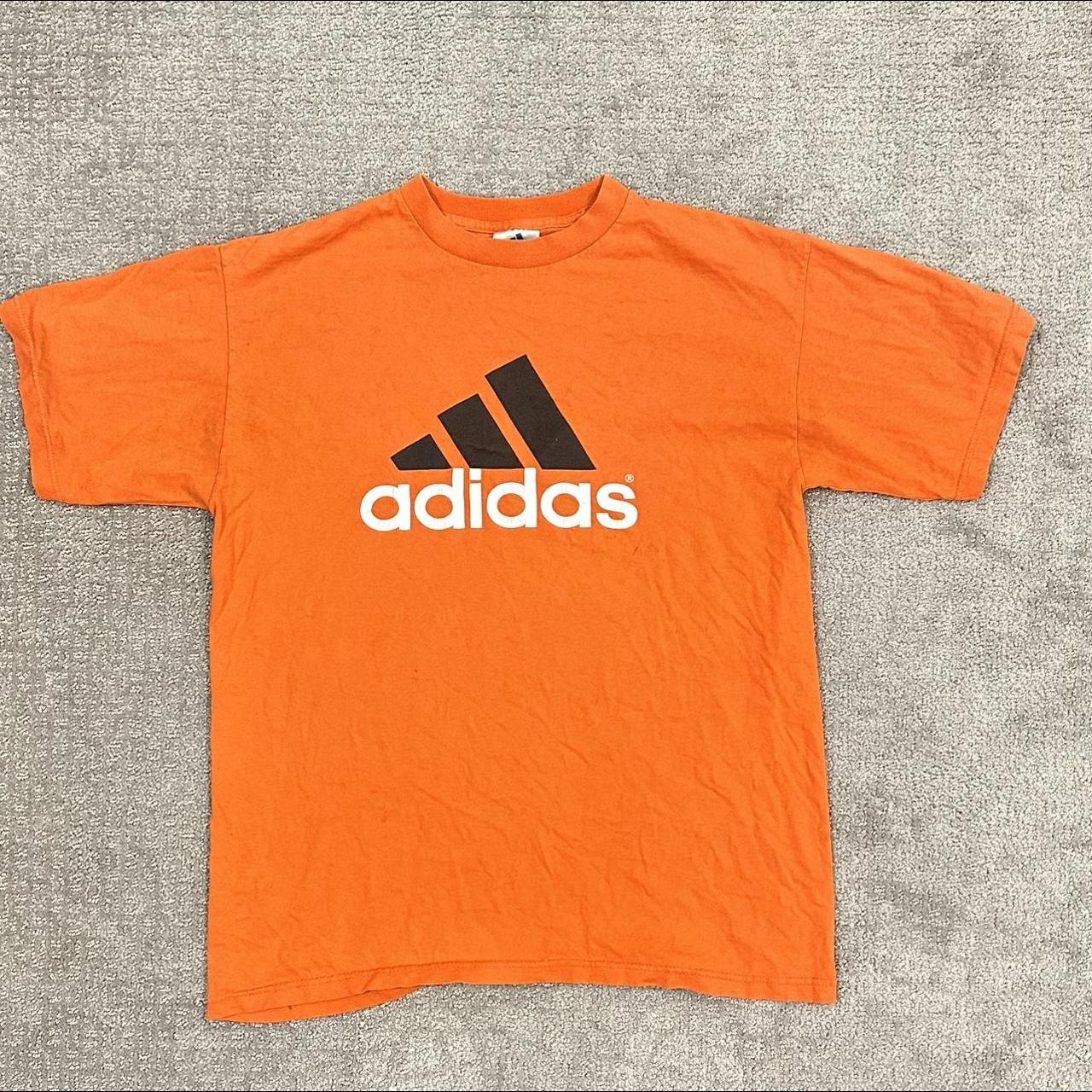 Adidas Men's Orange and Black T-shirt