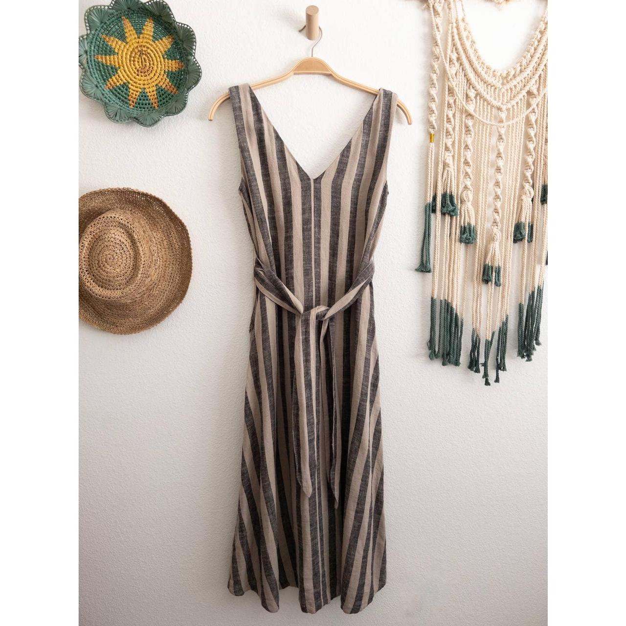 Mango striped linen clearance dress