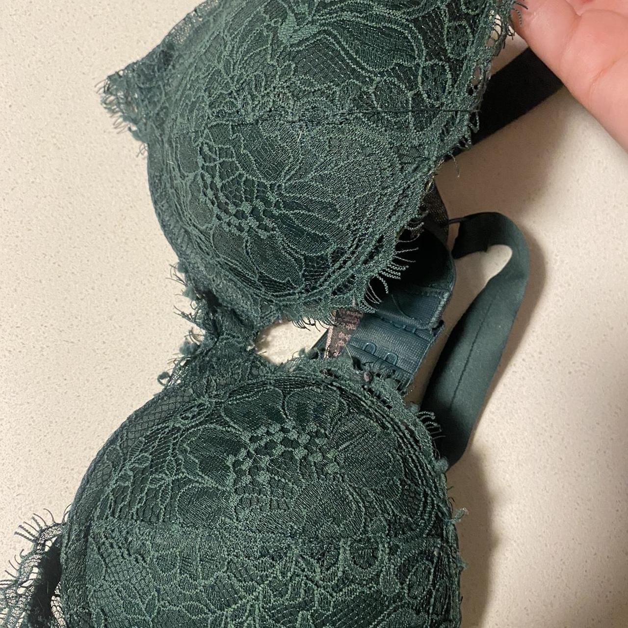 Lace rhinestone Victoria Secret push up bra only - Depop