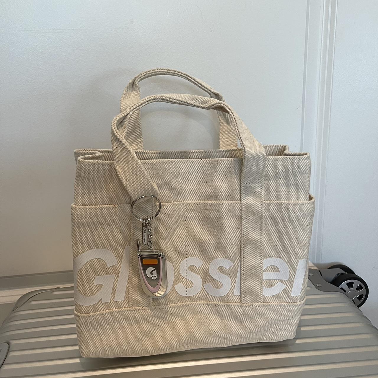 GLOSSIER TOTE BAG LIMITED EDITION KEYCHAIN NOT... - Depop