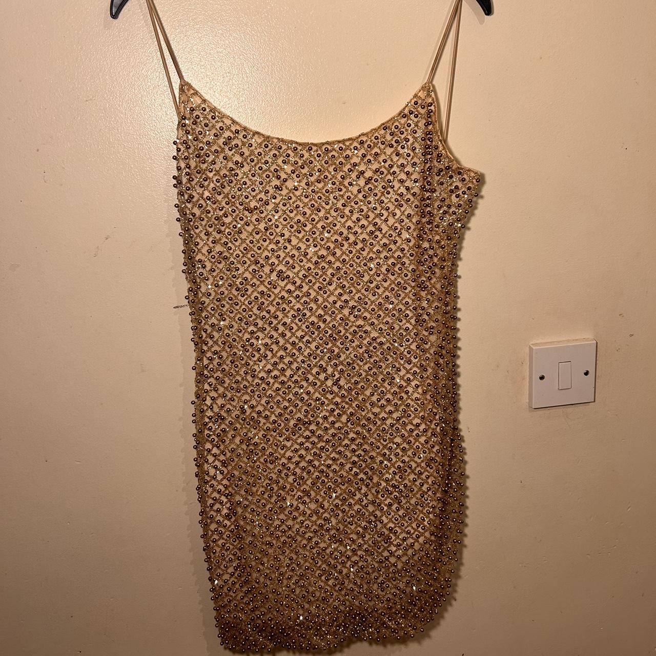 Oh Polly Women's Gold Dress Depop