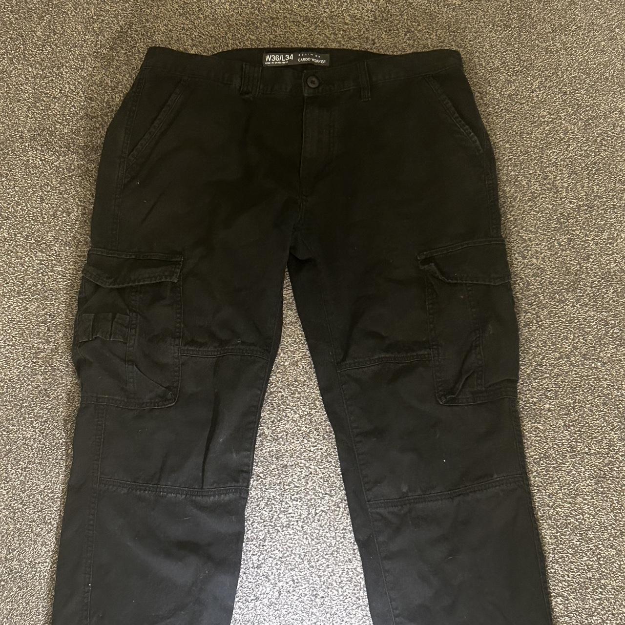 Baggy black cargos/cargo pants W36 L34 Few signs of... - Depop