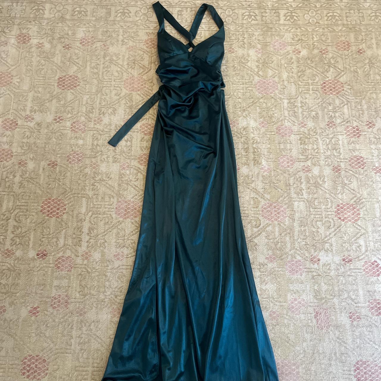 Emerald green prom dress with adjustable straps in... - Depop