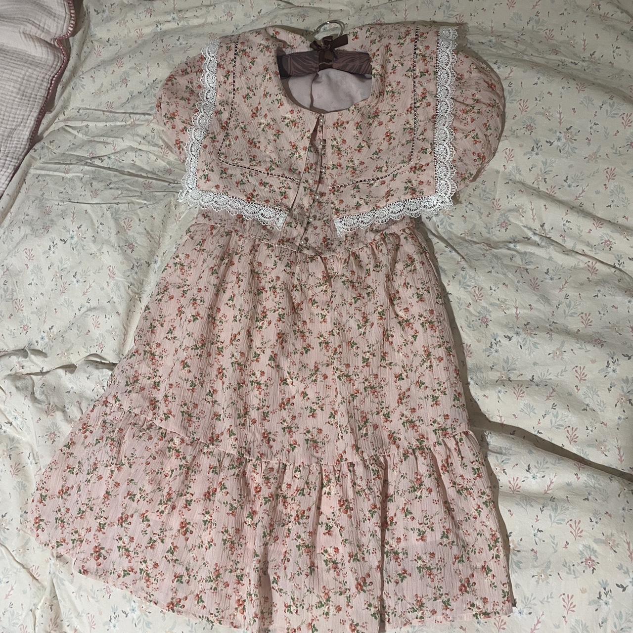 gorgeous j-fashion coquette vintage floral pink... - Depop