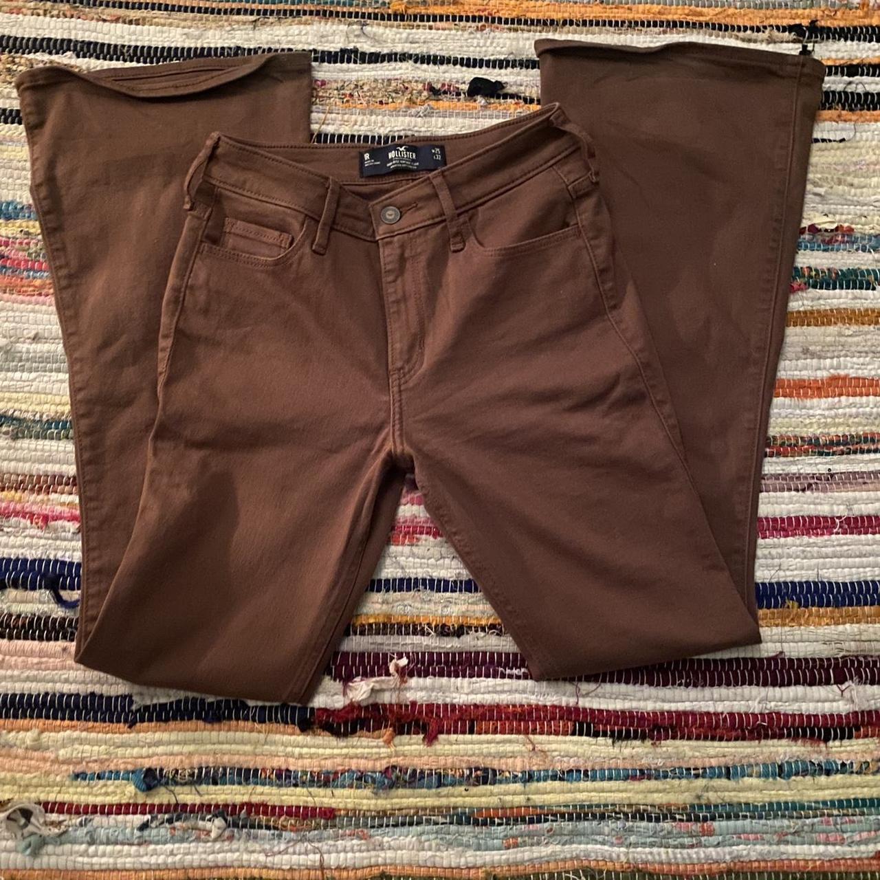 Hollister brown flare pants high waisted size - Depop