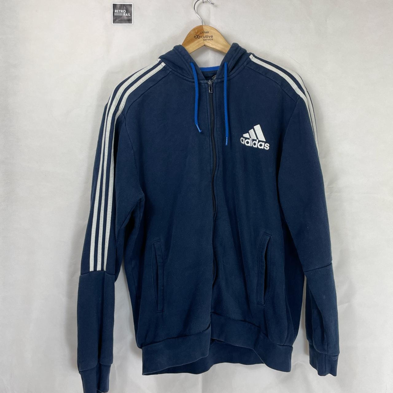 Adidas Men's Navy and White Hoodie | Depop