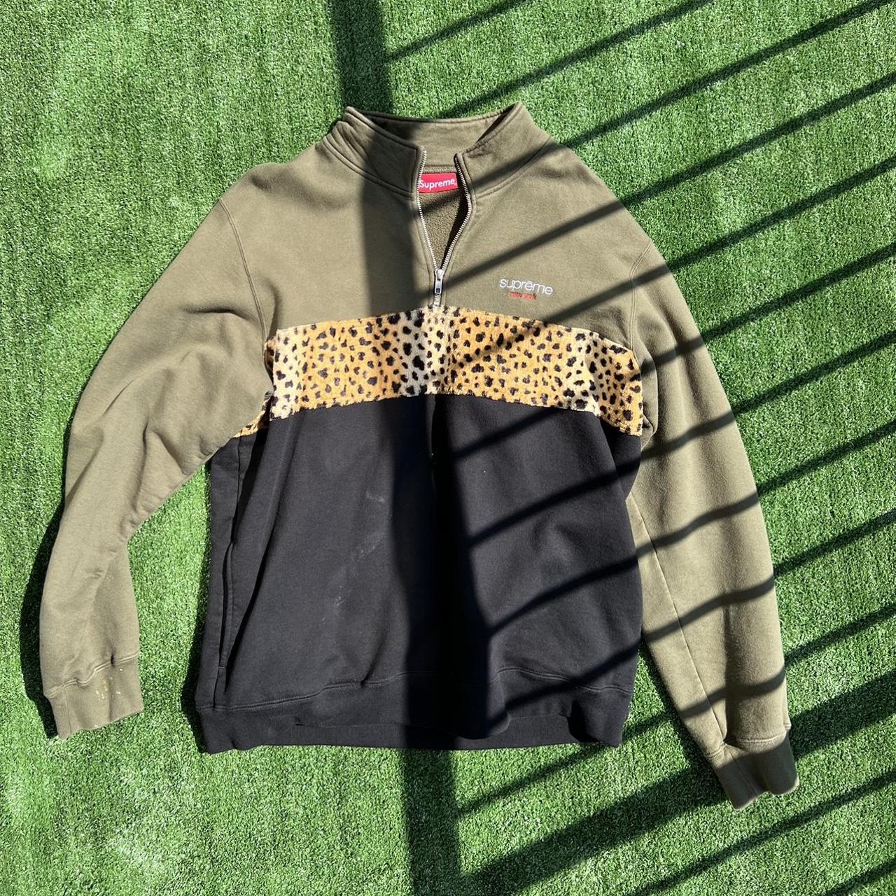 Supreme Leopard panel half zip sweatshirt , SZ Mens...