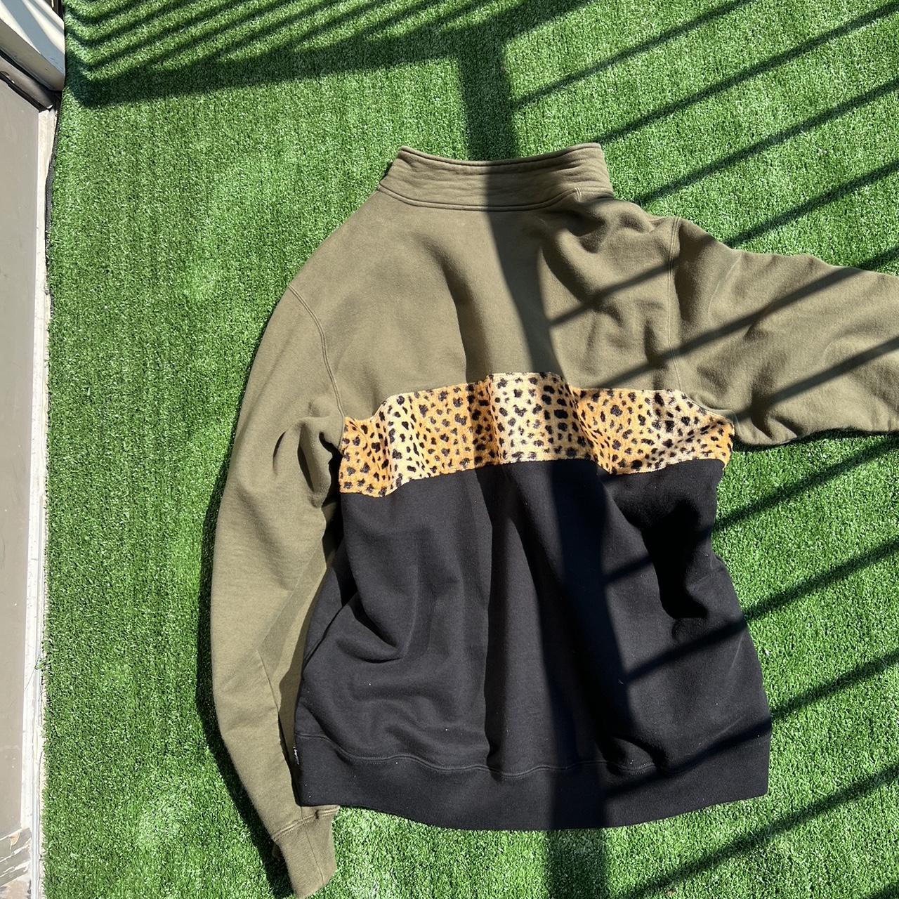 Leopard panel clearance half zip sweatshirt