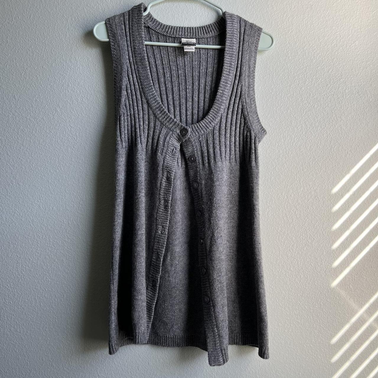 Grey knit sweater button vest Best fits a medium and... - Depop
