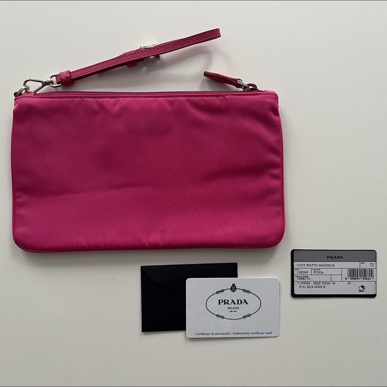 Prada Women's Pink and Silver Bag | Depop