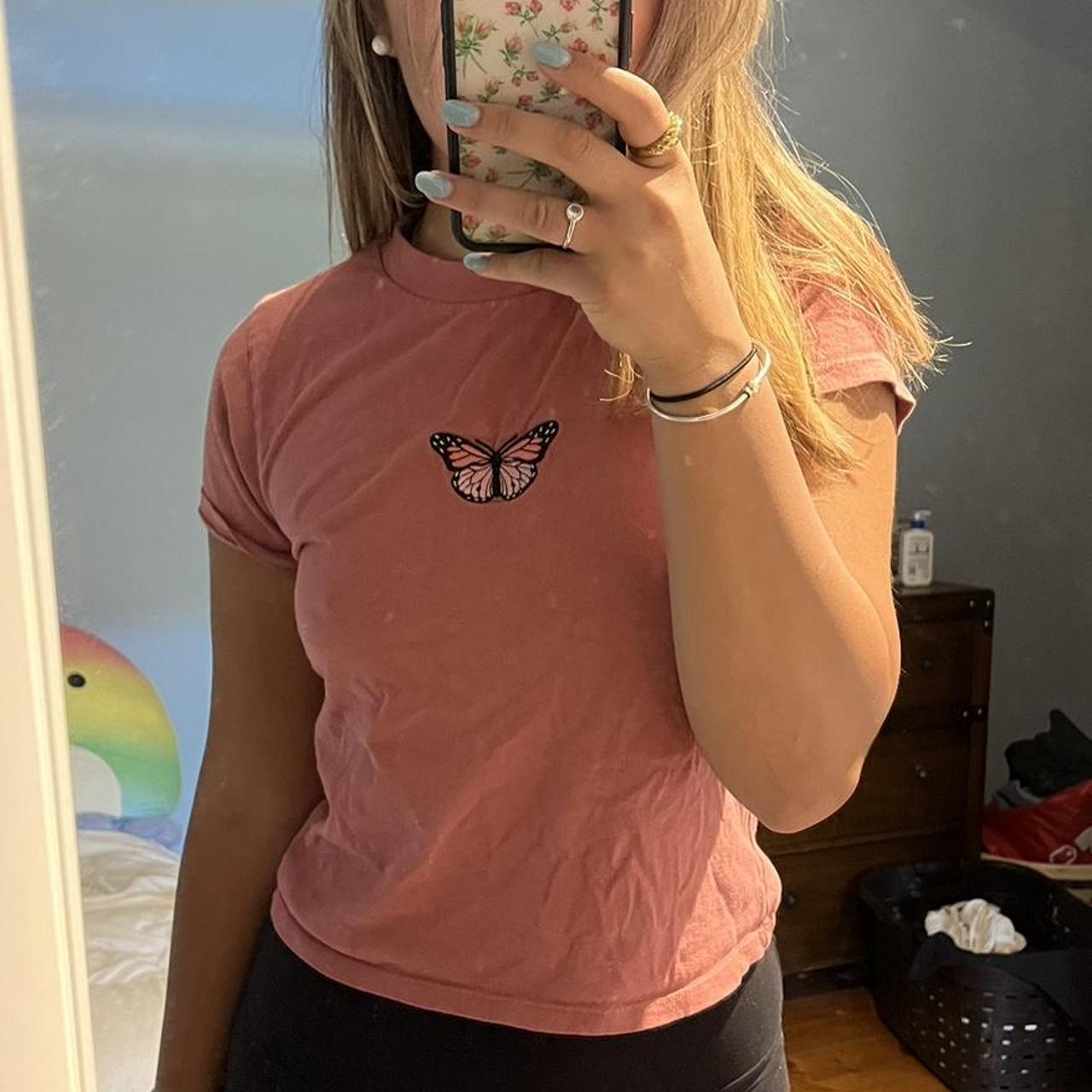 Brandy Melville butterfly baby tee brandy... Depop