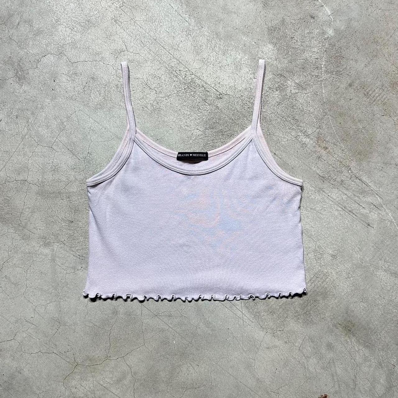 Y2K Brandy Melville Cropped Tank Top Light... - Depop