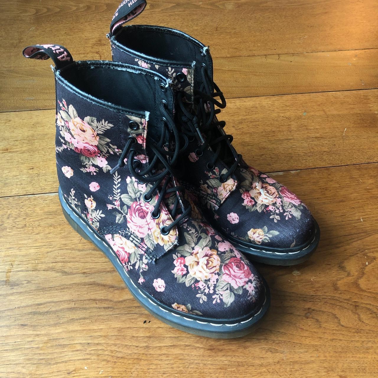 Floral doc martens boots Dr martens vintage floral - Depop