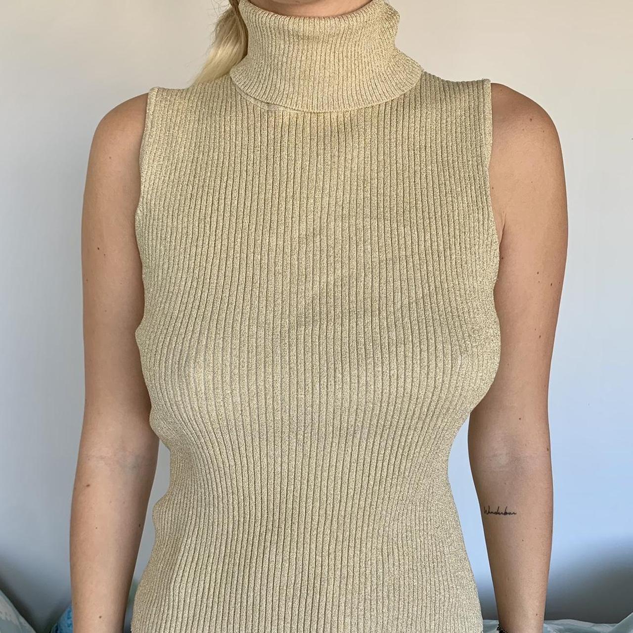 Gold sleeveless clearance turtleneck