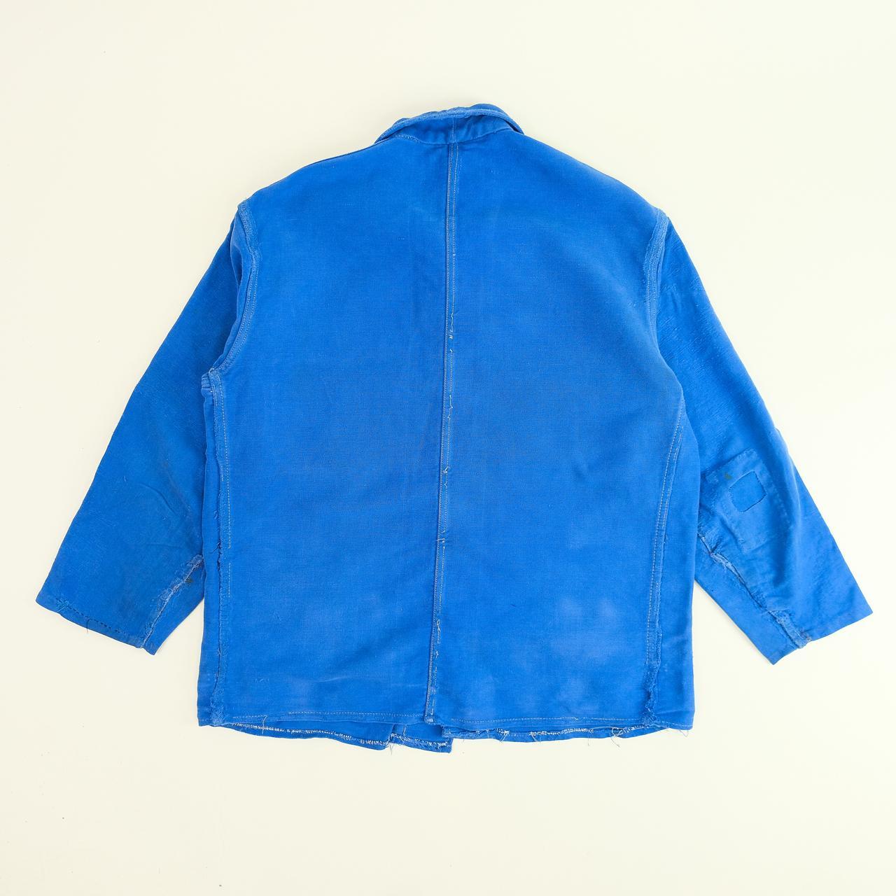 Vintage 50s Faded Blue Moleskin French Chore Jacket... Depop