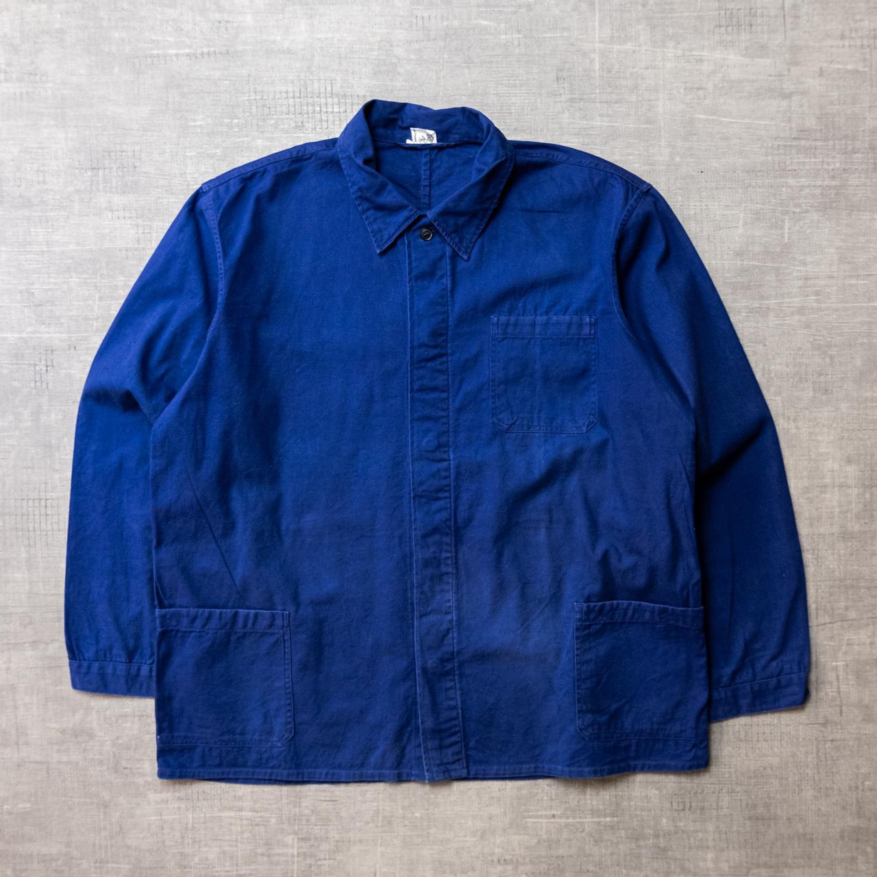 Vintage Workwear 70s Blue French Chore Jacket - Size... - Depop