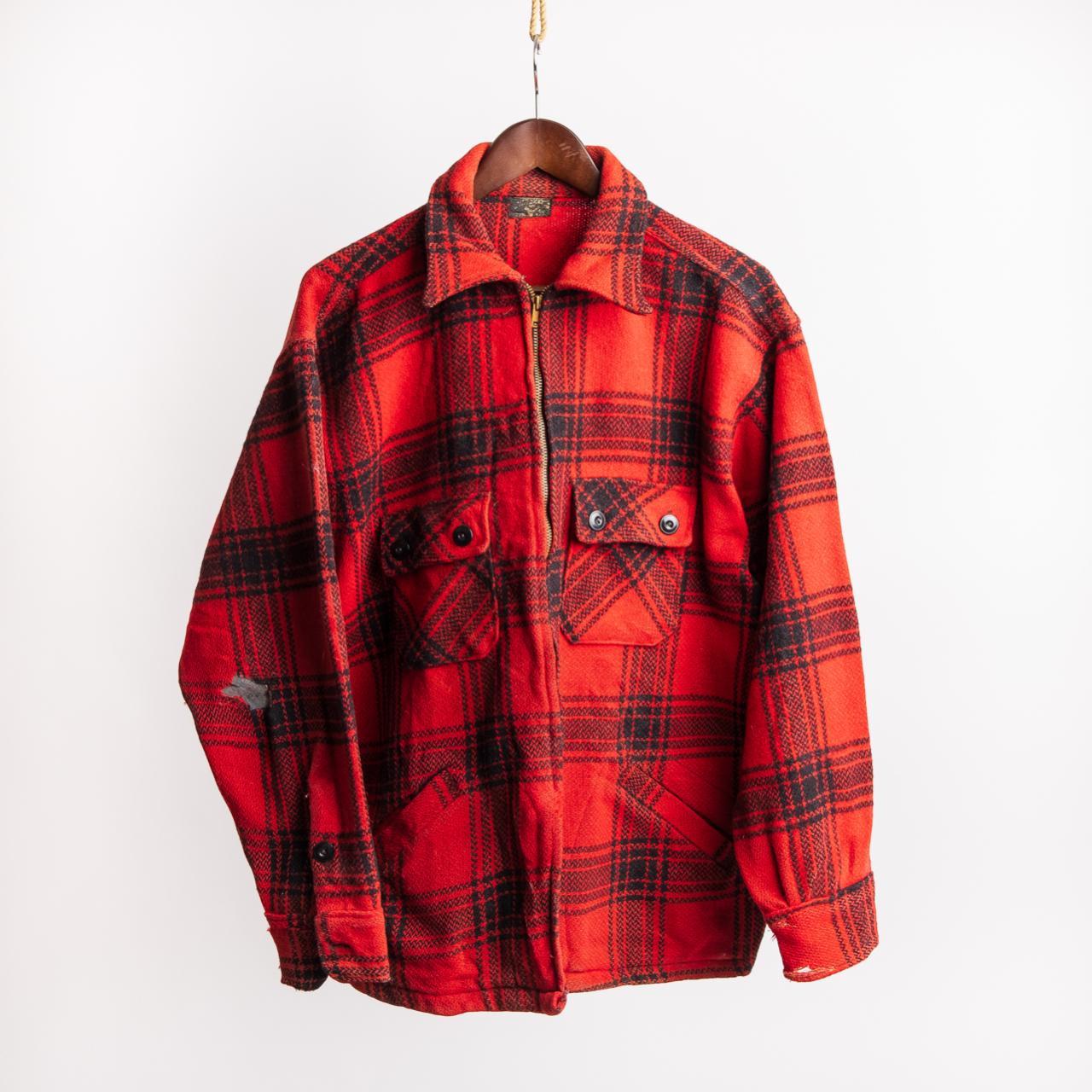 Vintage 50s Red and 100% Wool Winter King Plaid...