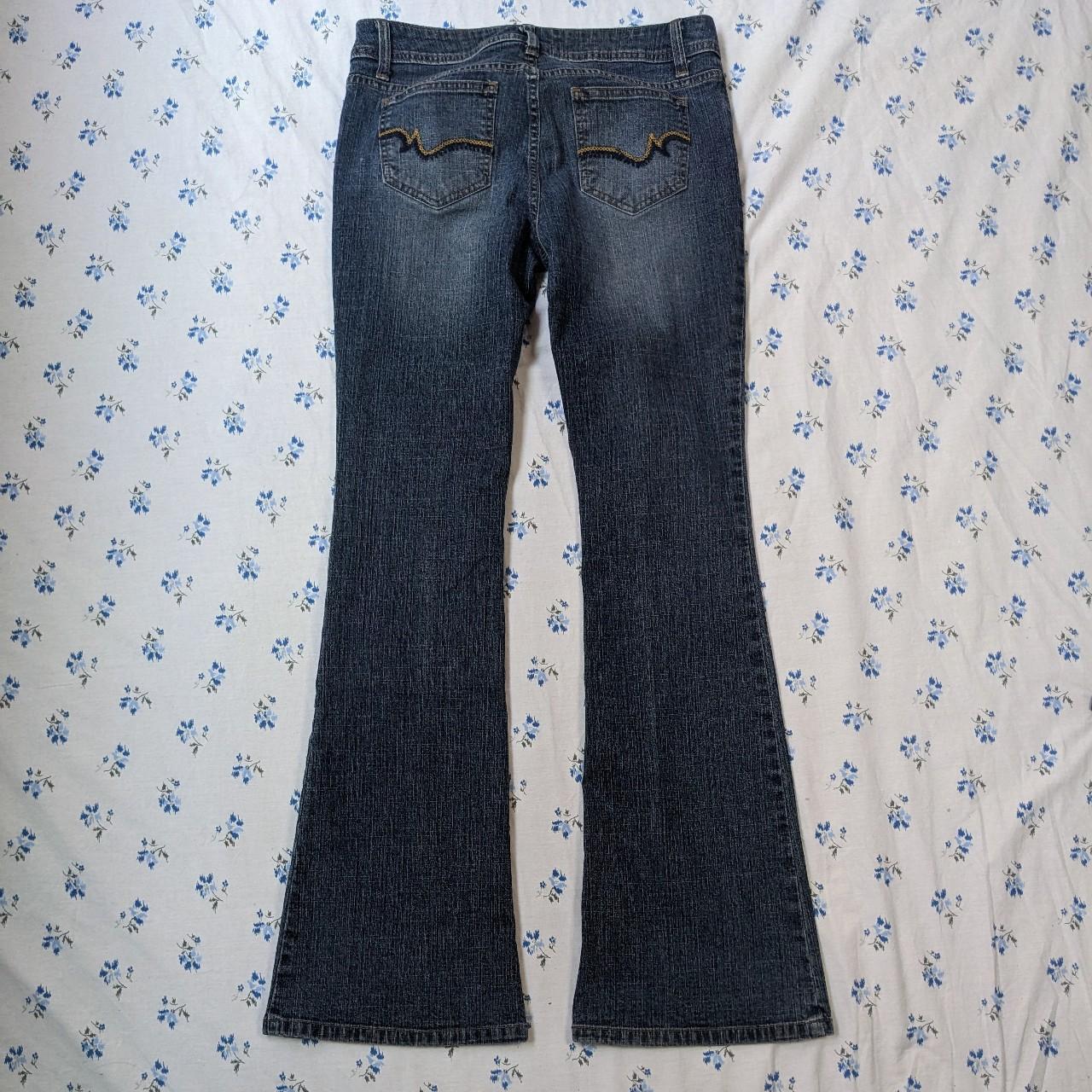 Low rise flare jeans Y2k distressed medium wash low - Depop