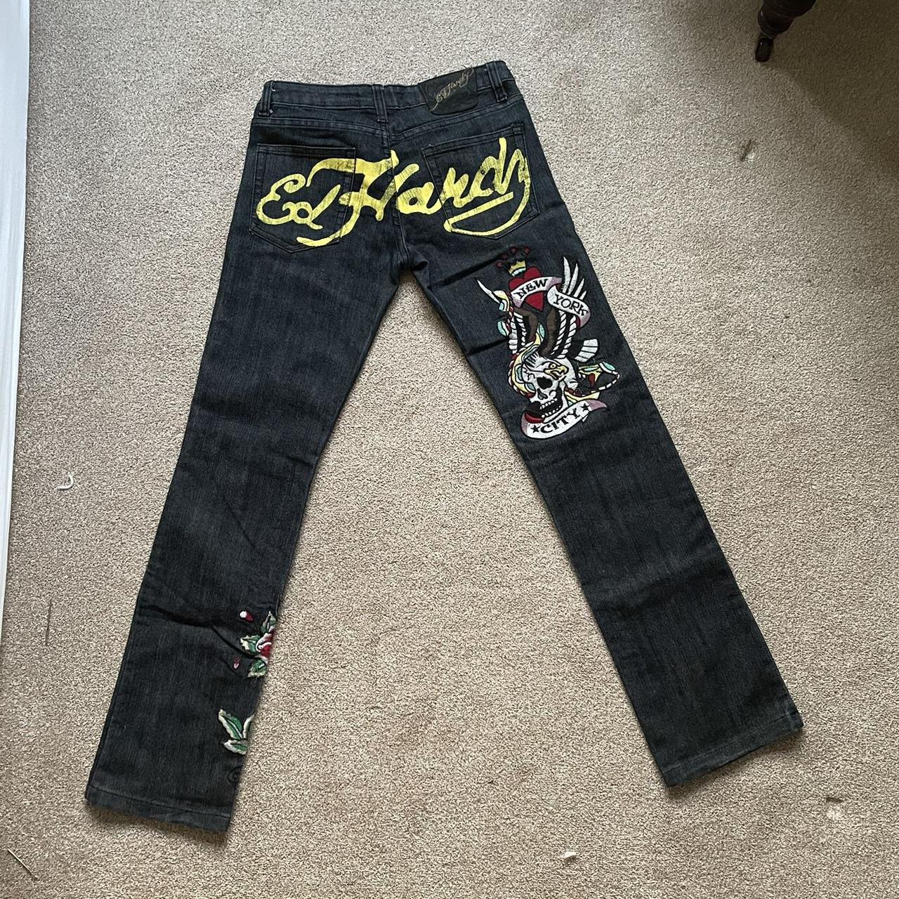 ed hardy low waist vintage jeans. size 28, would fit... - Depop