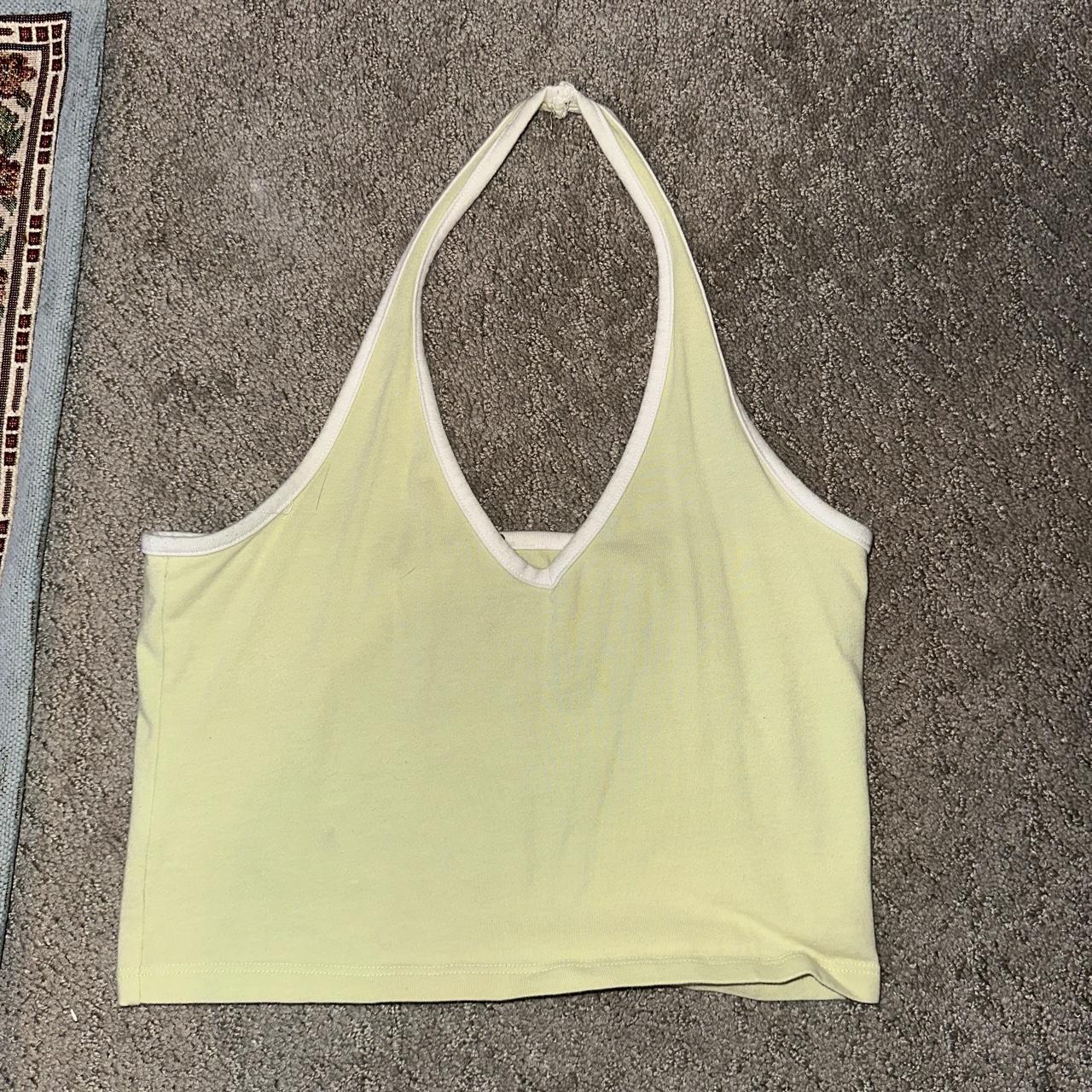 Light green and white brandy Melville halter top - Depop