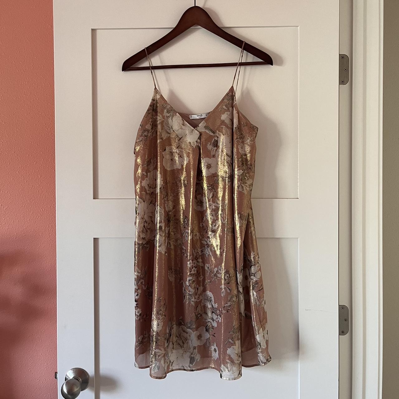 Rose gold floral dress 💐 Gold iridescent shimmer... Depop