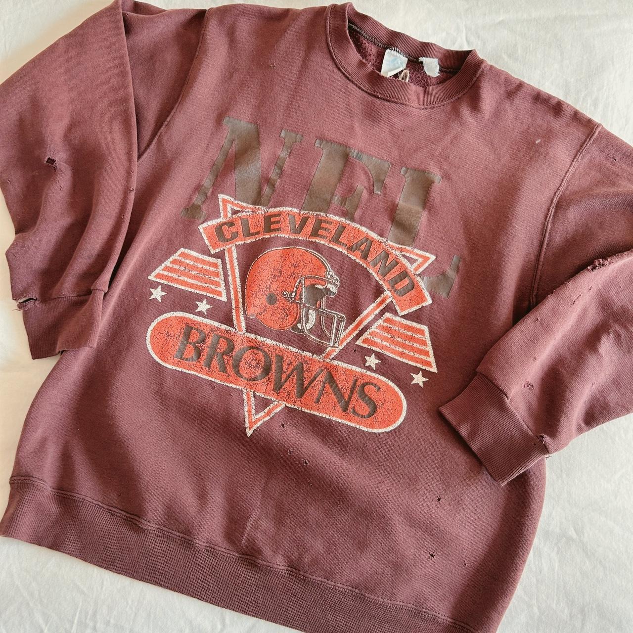 cleveland browns crewneck sweatshirt brown / - Depop