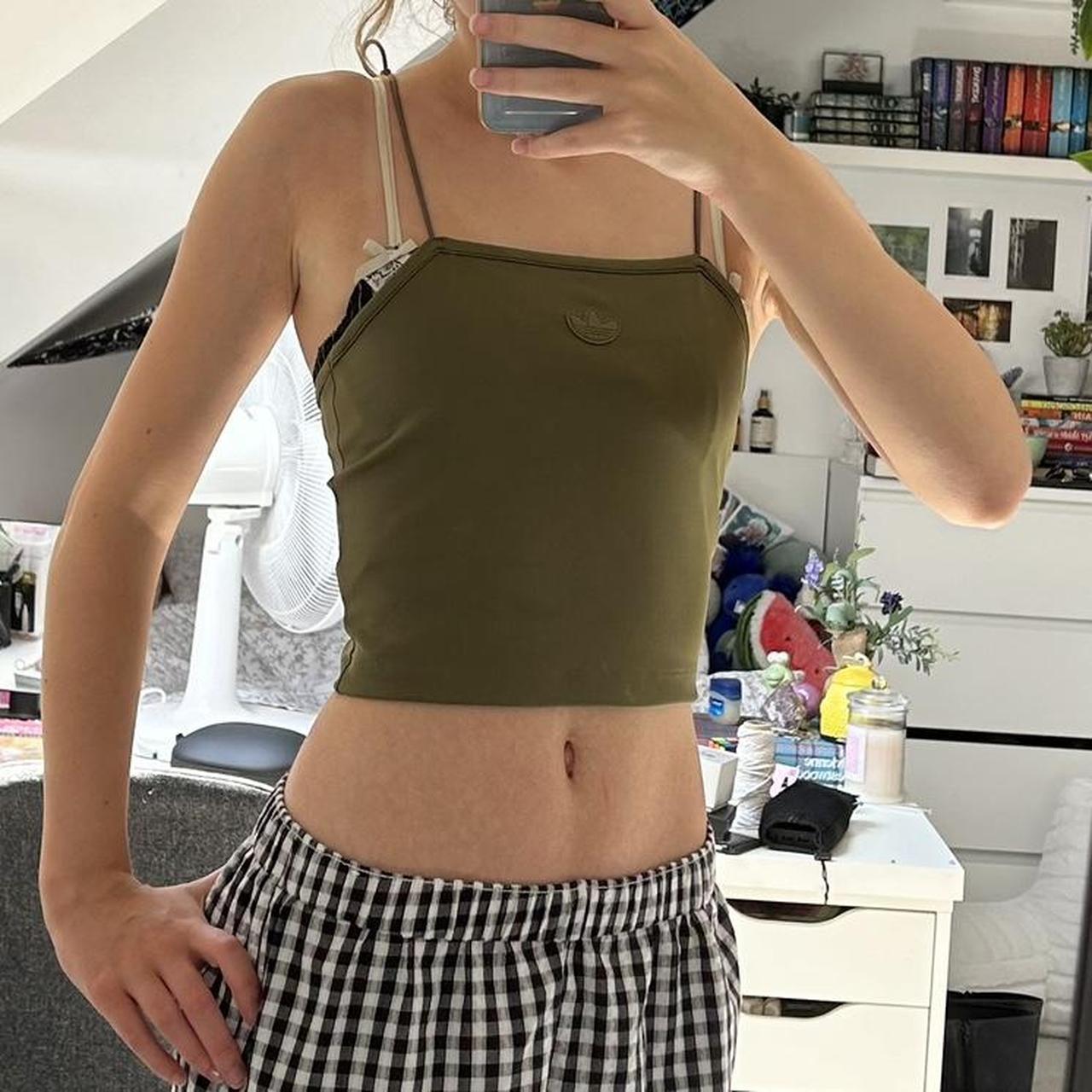 Adidas khaki crop top only worn a couple of times. Depop