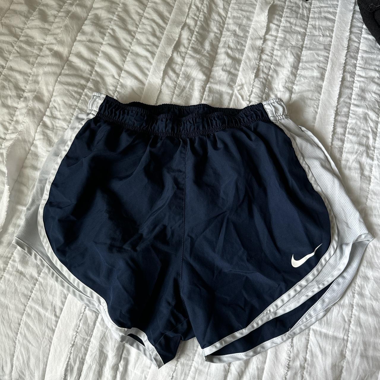 Navy Blue and White Nike shorts - size: Medium -... - Depop