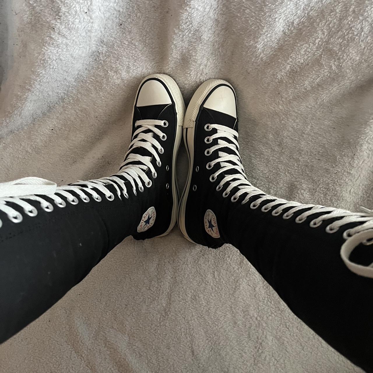 Converse Women's Black and White Trainers | Depop