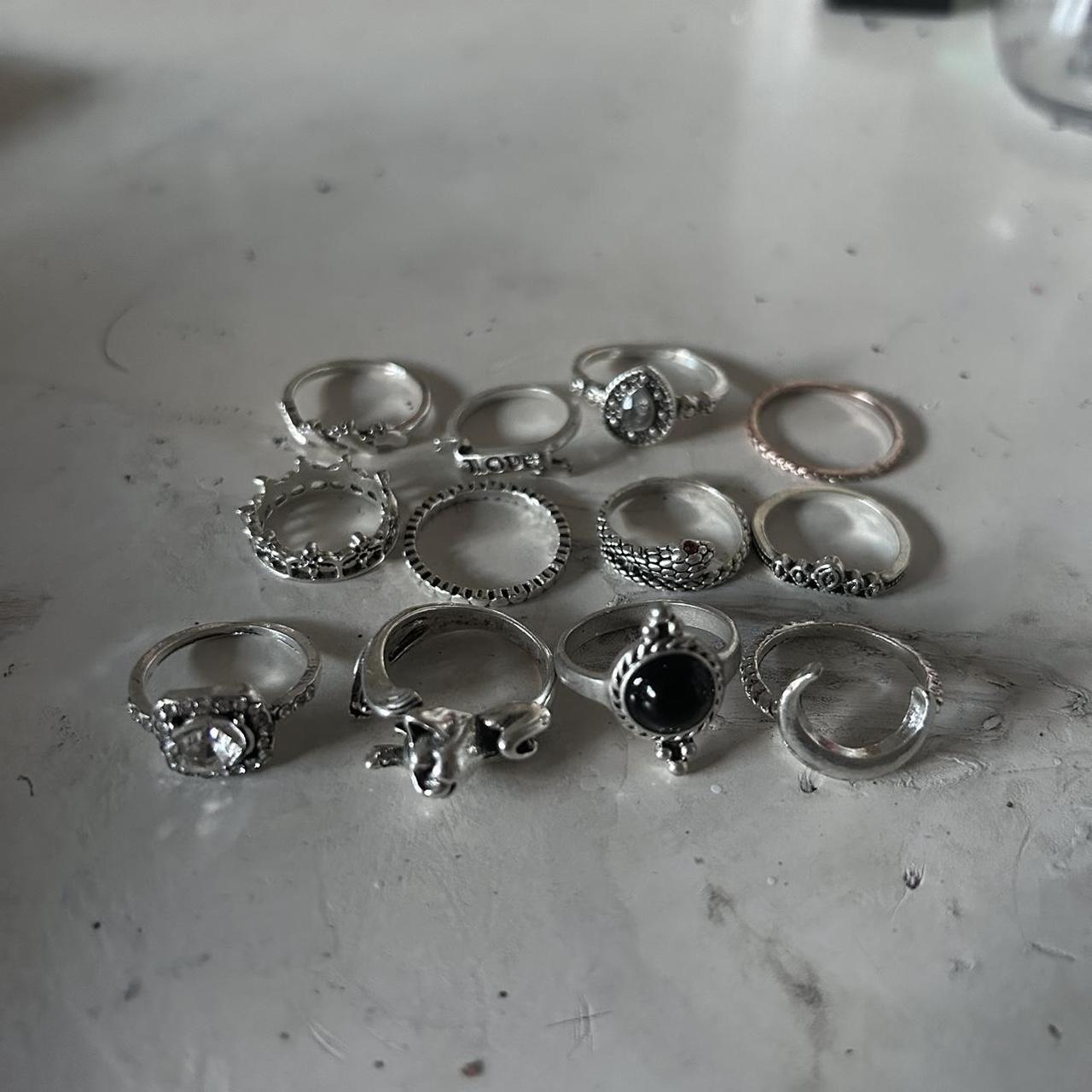 Women's Ring - Silver/Multi – Silver ring bundle … - image 1