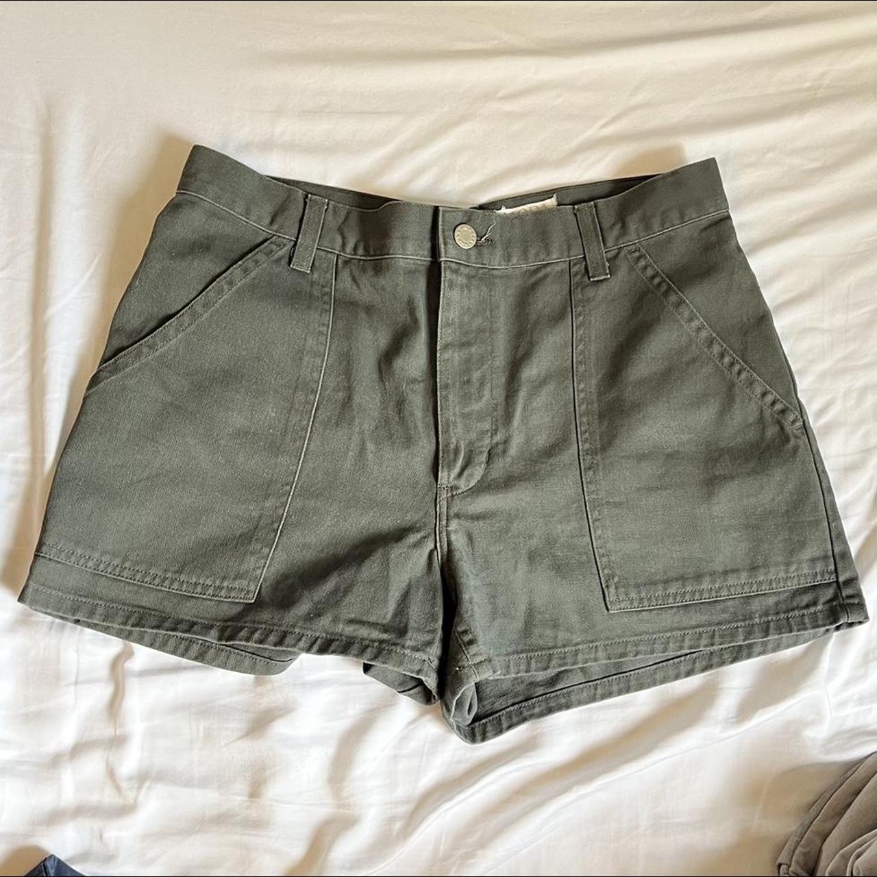 THE CUTEST GREEN SHORTS made from a canvas like... - Depop